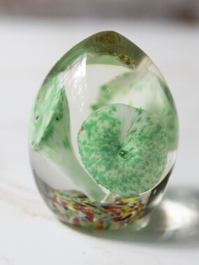 Vintage Lutetian Japanese glass paperweight with frit bottom AS IS